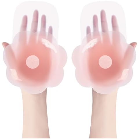 Dealswin Nipple Covers Breast Lift Pasties 5.1inch Silicone Adhesive Sticky Bra Bob Lift Tape (Pink) Cover