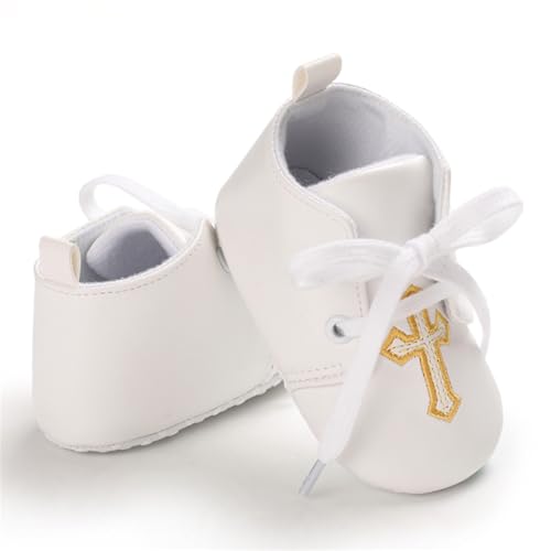 Baby Baptism Shoes & Socks, Boys Girls Infant Toddler, Soft Sole White Christening Sneaker Socks, 3PC3