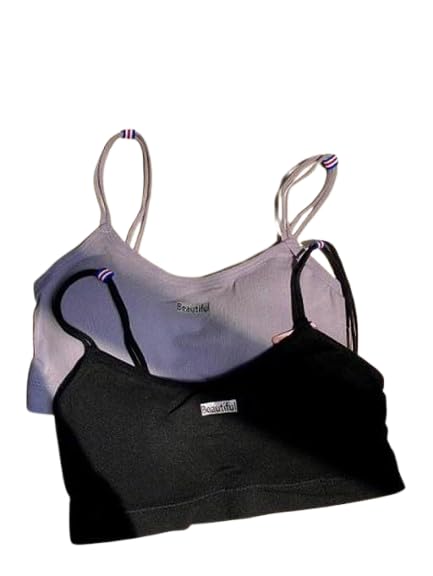 Combo 2 T-Shirt Sports Bra with Removable Padding - Full Coverage, Stretchable Cotton Blend Color_ Black & Purple-image-27
