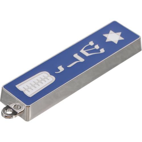 DOITOOL Mezuzá de Puerta Judía 94x20 Mm Pergamino y Escritura Hebrea, Diseño Ornamental Hexagonal Estrella, Aleación de Zinc Resistente para Decoración Espiritual del Hogar