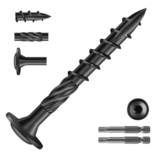 Image of #14 x 2 Inch Lag Screws (496Pcs) 8lb. Structural Wood Screw, Black, Carbon Steel, Washer Head, Rust Resistant epoxy Coated, T30 Torx Bit