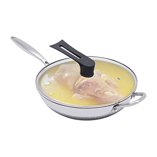 LyteNest 12Inch Woks & Stir-fry Pans Nonstick, Wok Pan with Glass Lid: Pre-Seasoned Flat Bottom Chinese Wok for Induction, Electric, Gas, All Stoves