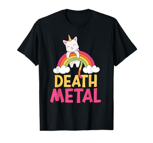 Funny Colorful Death Metal Rainbow Cat Unicorn Unicat Camiseta