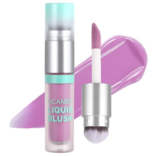 UCANBE Dual-Ended Liquid Blush with Angle Applicator & Built-In Brush Seamless Buildable Blendable Lightweight Cheek Tint Makeup Long Lasting Creates Dewy Natural Flush Finish - Lavender