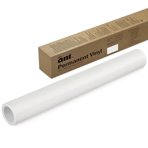 ANT Mattweiß, 61 x 76 cm, permanente Vinylrolle, selbstklebende Vinyl-Rolle, für DIY-Projekte, Aufkleber, kompatibel mit Cricut, Cameo, Silhouette, witterungsbeständig ant