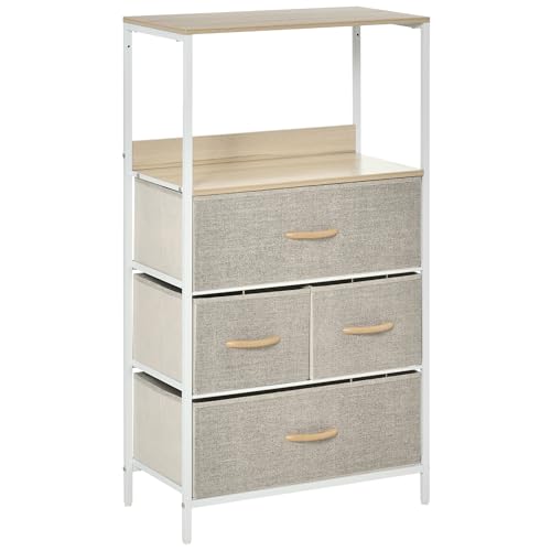 Cómodas isabelinas antiguas 32 HOMCOM Cómoda con 4 Cajones Cajonera de Tela con Compartimento...