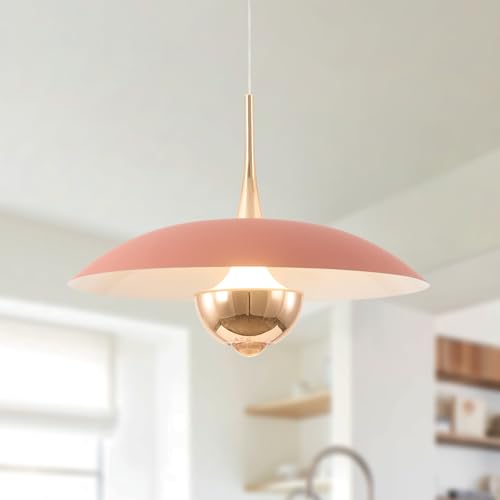 Image of Modern LED Hanging Lamp Mini Indoor Ceiling Light with Pink Shade Bedside Gold Pendant Light for Kitchen Bedroom Hallway