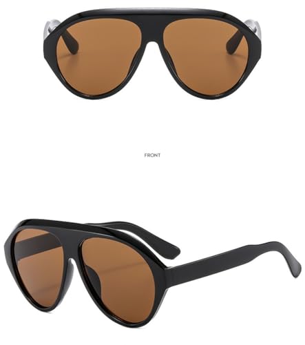 Image of IKANOO Retro 70s Aviator Sunglasses for Women Men Oversized Classic Vintage Square Aviator Trendy Shades (Black /Brown)