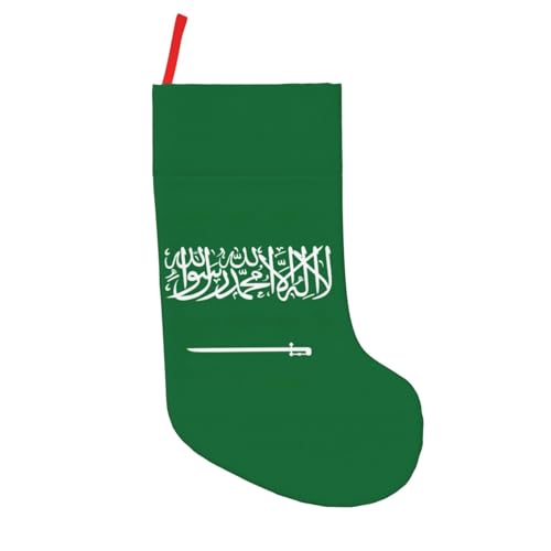 JEJEA Chaussette de Noël imprimée drapeau de l'Arabie Saoudite, chaussettes de Noël personnalisées, chaussettes à suspendre pour cheminée, cadeau de fête de Noël