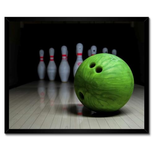 Poster Bowling et boule verte avec cadre blanc 50x40 cm - Décoration murale N° H10293M