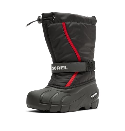 Sorel unisex – barn Flurry Boot Vinterkängor, Black Bright Red Toddler Collection 2024, 29 EU