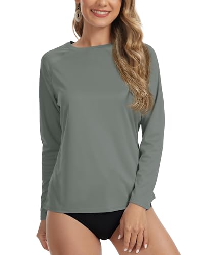 MEETYOO UPF50+ UV Shirt Damen & Schwimmshirt Damen-Atmungsaktiv Schnell Trocknend Hautfreundlich Ideal für Surfen Rudern und Schwimmen