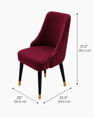 Image of WOODEN SPACE 6-Seater Wooden Dining Table Set | Nano Composite Marble Top | Solid Wood Base | Modern Dining Room Furniture with 6 Chairs (Maroon Infinity Backline)