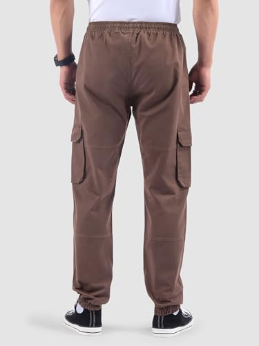 Image of Beyoung Cotton Regular Fit Heavy Gauge Cargo Joggers for Men | Ribbed Hem | Spacious Pockets | Track Pants | Elastic Waistband | Cargo for Men