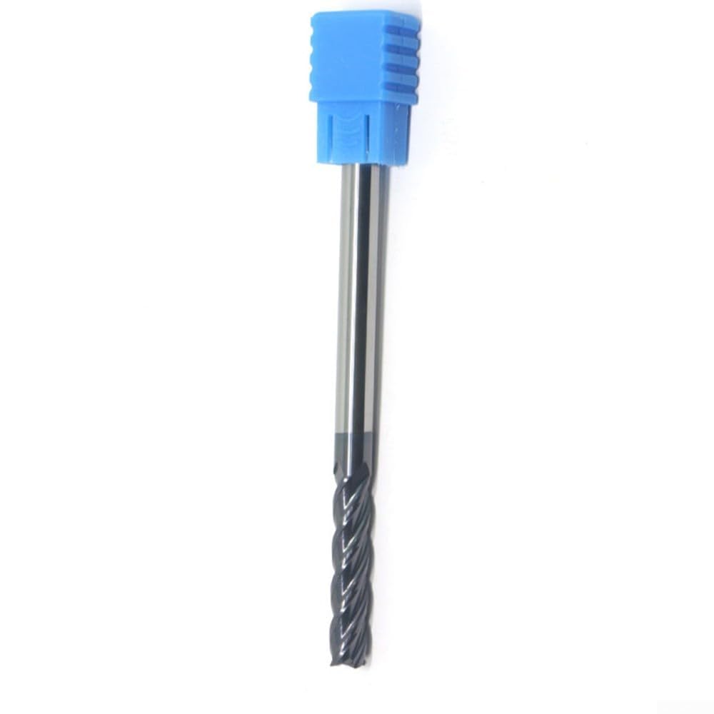 Fraise en carbure 5 mm x 5 mm x 100 mm 4 cannelures CNC avec revêtement bleu pour fraisage de précision et coupe haute dureté jusqu'à HRC50