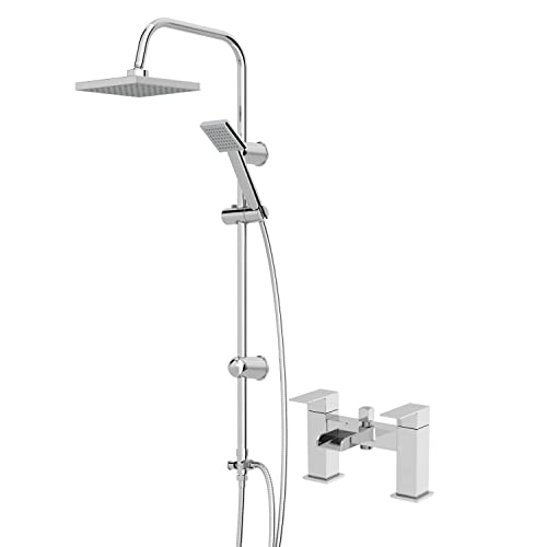 Architeckt Square Waterfall Shower Mixer with Riser Rail