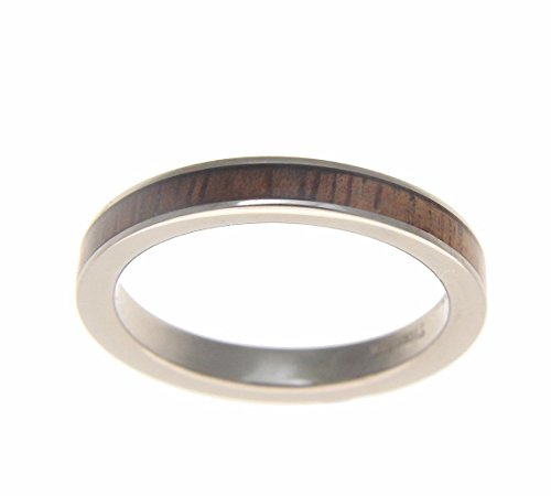 Arthur's Jewelry Genuine Inlay Hawaiian koa Wood Wedding Band Ring Titanium 3mm2