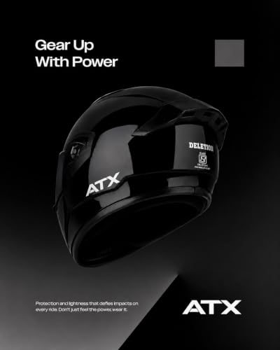 Image of DELETION Full Face Bike Helmet Black | ISI Certified Motorcycle Helmet for Men Impact Resistant ABS Shell | Scratch Resistant Visor | Lightweight Riding for Bike & Scooter