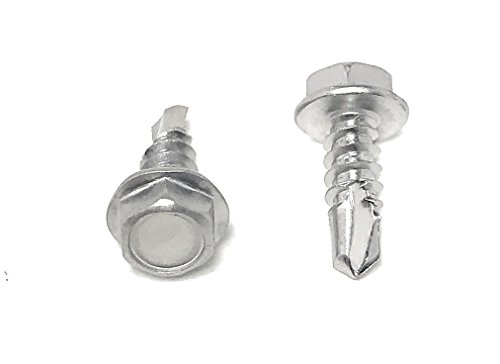 #8x1/2 Stainless Steel Hex Washer Head Self Drilling Tapping TEK Screw (410 Stainless Steel) 100 Pieces 8x1/2
