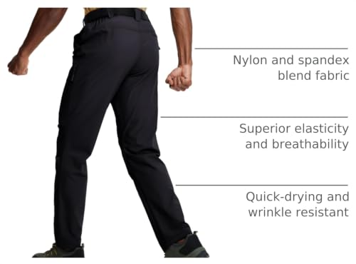 Image of Mens Hiking Pants Lightweight Cargo Work Tactical Nylon Stretch Waterproof Quick Dry Fishing Travel Outdoor 6 Pockets