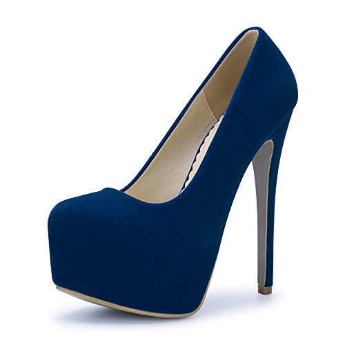 Escarpins à talons aiguilles bleus OCHENTA avec plateforme cachée pour un confort élégant en 37.5