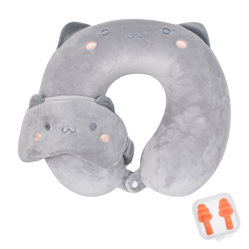 DecorDwell Almohada De Viaje, Cojín para Cuello Viaje Niño, Almohada De Espuma con Memoria, Almohada Cervicales Y Cuello De Viaje, con Máscara De Ojos Y Tapones, para Niños Y Adultos - imagen 8