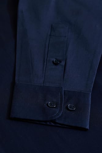 Image of SNITCH Men Formal Shirt | Slim Fit Long Sleeve Spread Collar Solid Design | Premium Cotton Blend & Breathable Fabric for Office & Casual Wear
