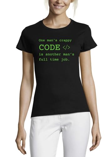 T-shirt humour noir femme coton ideal pour les journees de developpement au bureau