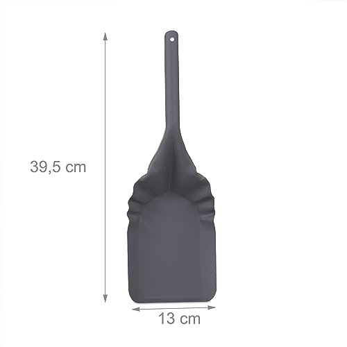 Foto von Relaxdays Ascheeimer mit Deckel & Schaufel, Stahl, Holzgriff, 19 Liter, Kaminzubehör, Aschekübel mit Henkel, grau