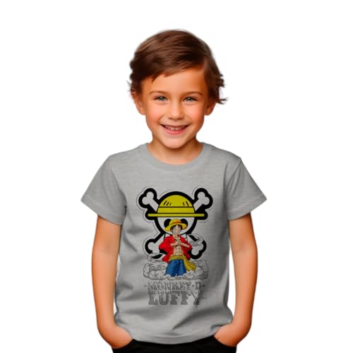 CAMISETA INFANTIL LUFFY ONE PIECE MONKEY (BR, Numérico, 8, Regular, CINZA)