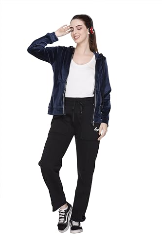 Image of CUPID Loose Fit Warm Fleece Sweatpants, Solid Elastic Sports Trouser, Winter Wear Joggers for Night n Gym for Girls M to 5XL