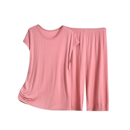 Ensemble de vêtements de nuit pour femme avec pantalon Capri en modal uni