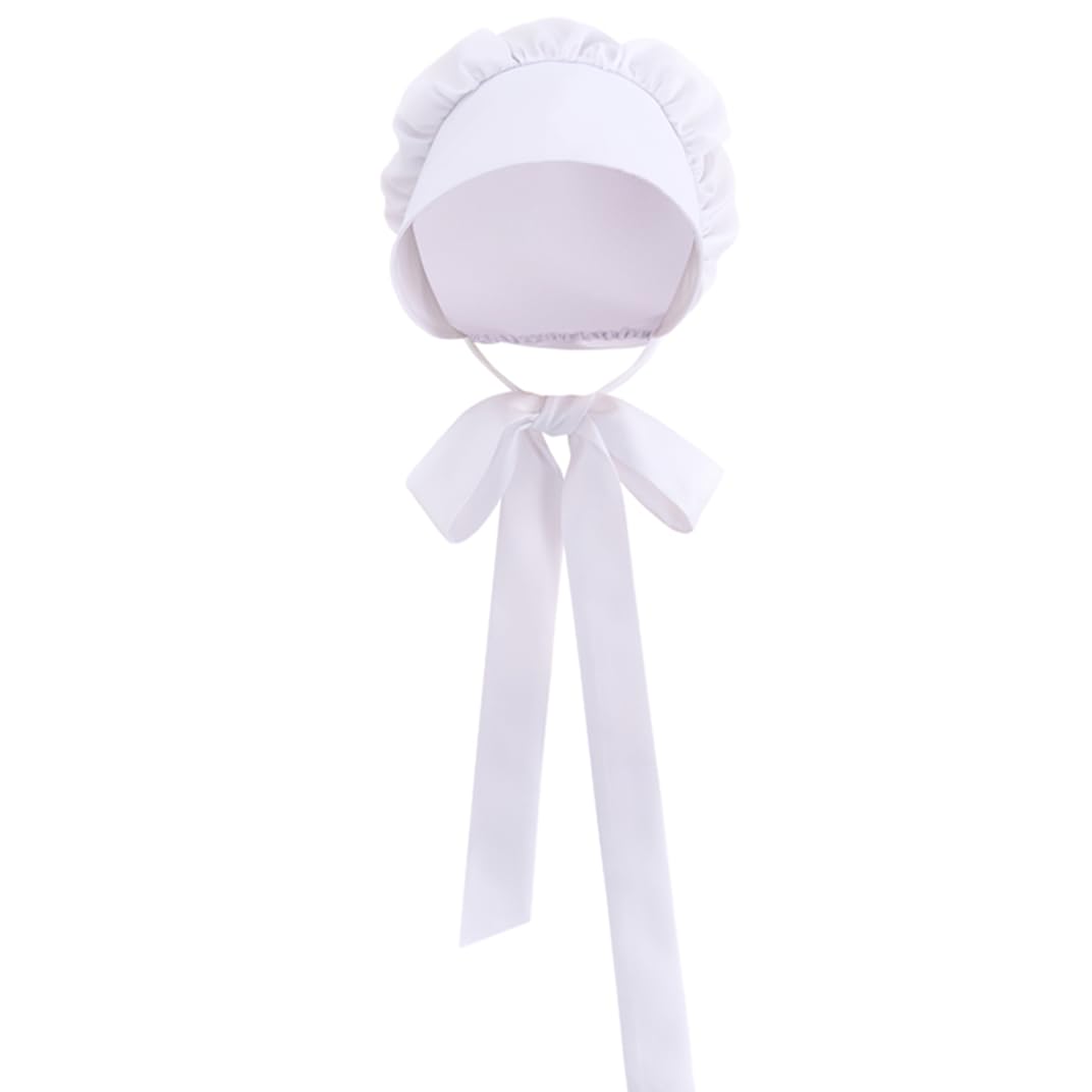 DUNHAO COS Women Pioneer Colonial Bonnet Peasant Amish Hat Prairie Cap Costume Accessory