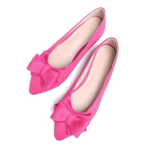 Image of TN TANGNEST Women's Flats Comfortable Dressy Slip On | Pointed Toe Bow Ballet Shoes, Business Casual Office Flats, Suede Flat Shoes