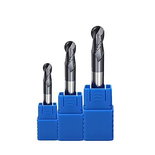 SUOFEILAIMU-PHONE CASE Metal HRC50 2 Flutes Ball Nose End Mill Tungsten Carbide Cutter CNC Router Bit Cutting Tools R0.5 1mm 2mm 3mm 4mm 6mm (Cutting Edge Diameter : 1pcs, Dimensions : R2X4DX50L 2T)