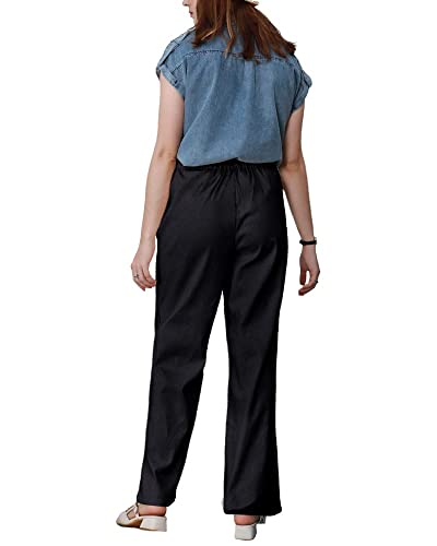 yoeasy Women Cotton Linen Drawstring Wide Leg Pants High Waisted Casual Loose Trousers with Pockets3