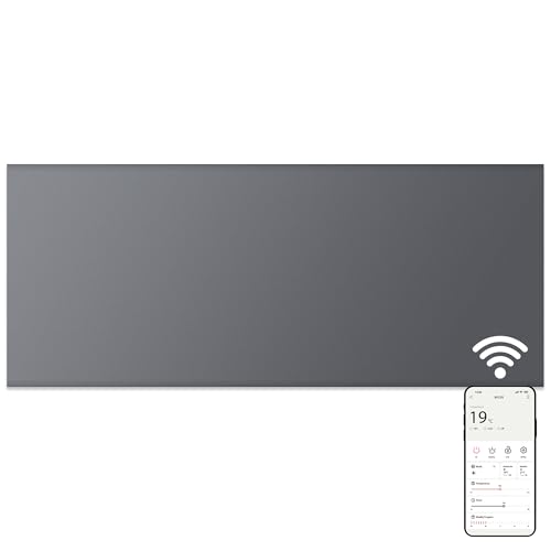 MYLEK Panel Space Heater 2KW Smart WiFi App Radiator Electric Slimline Low Energy - Charcoal Grey - Wall Mounted Design - Bathroom IPX4 Rated for Homes Offices (2000w)