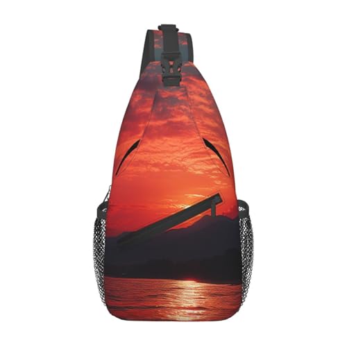 Mochila pequeña tipo sling para senderismo en negro miniatura 2