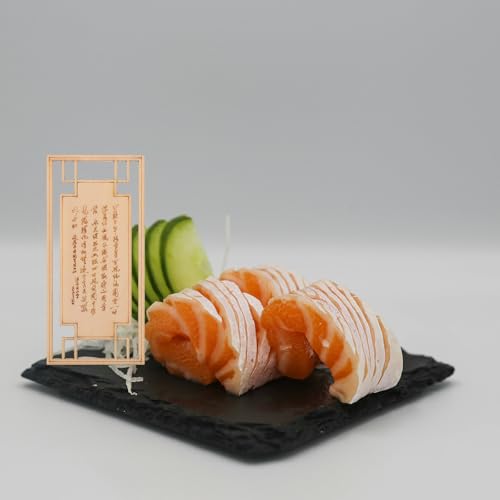 Plato decorativo de sushi de madera beige 4.88x2.2x0.08 in miniatura 5