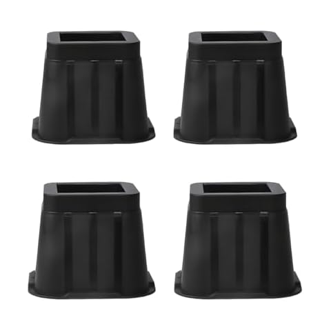 Ymeibe Bed Risers 4 Inch Furniture Raisers Heavy Duty Non-Slip Square Bed Elevators Risers for Sofa Table Couch Chair or Desk Set of 4 Bed Lifts Up 2,640 lbs Cover