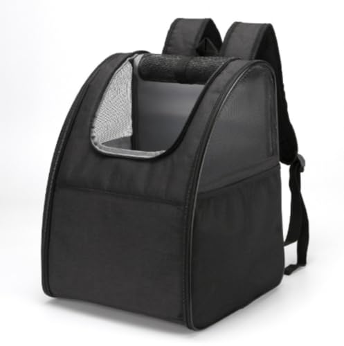 Tuyiutm 天窓付き猫ケージ、犬用キャリーバックパック、ペットキャリーバッグ、猫用キャリースペースバッグ、外出に安全で便利、犬と猫用のポータブルバックパック、猫用折りたたみペットバックパック、ドライブ/キャンプ/旅行/病院/災害避難 (ブラック,34*