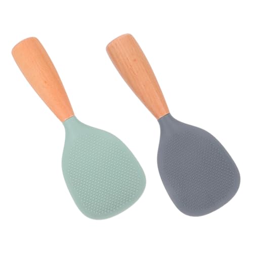 FRCOLOR 2個 耐熱シリコン自立式飯杓子 滑り止めハンドル 人間工学設計 焦げ付き防止 炊飯器対応 調理 盛り付け用シリコーンサービングスプ