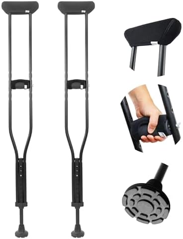 KMINA Muletas Axilares Adultos Acolchadas (x2 uds, TALLA M), Altu...