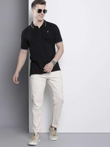 Image of The Indian Garage Co Men Slim Fit Solid Polo Neck Half Sleeves Tshirt