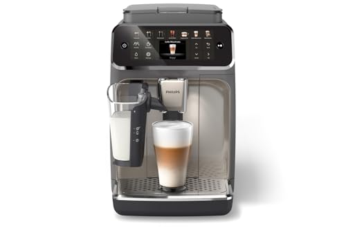 PHILIPS 4400 Series Fully Automatic Espresso Machine, LatteGo Milk System, Integrated Grinder, 12 Hot & Iced Coffee Pre-Sets, Quick Start, SilentBrew, 15-Bar Pressure, Black Chrome (EP4444/90)