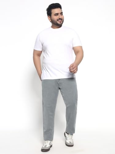 Image of Cotton Comfort Fit Jeans for Men | Full-Length Solid Denim Pants with Button Closure, Embroidered Design, Mid-Rise Casual Trousers for Daily | Classic Jeans for Office Bottoms (DI-249)