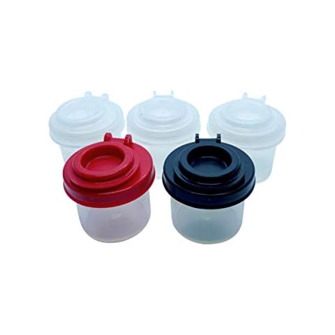 BRAZZA Salt and Pepper Shakers Moisture Proof Set Perfect to go Camping Picnic Outdoors Kitchen Lunch Boxes Travel Spice Set Clear with Black Lids Plastic Airtight Spice Jar Dispenser (5 mini) Cover