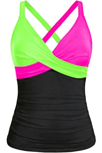 Image of Women Underwire Tankini Top Only - Twist Front V Neck Bathing Suit Swim Top Tummy Control Cross Swimsuit 2026