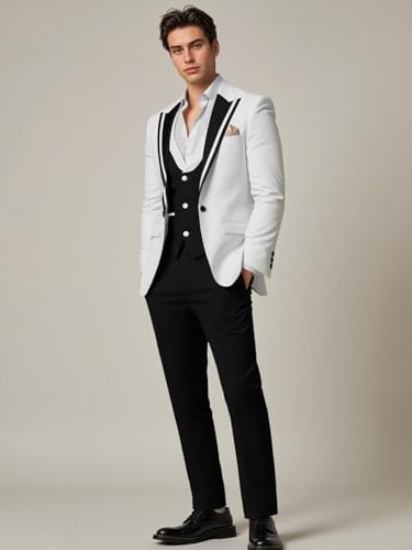 Mens Black Tuxedo 3 Piece Men Wedding Suit for Men Slim Fit Prom Tux Homecoing Suits Vest & Pants Sets with Bow Tie2