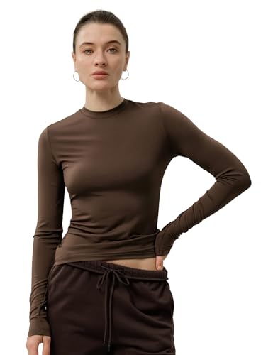 Image of LilySilk Women Silk Breeze Jersey T-Shirt Long Sleeves Slim Fit Tee Ladies Soft and Stretch Round Neck
